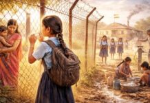 स्कूल के बाहर खड़ी आधी आबादी स्कूल के बाहर खड़ी आधी आबादी