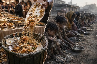 जब थालियाँ भरकर फेंकी जाती हैं और पेट खाली सोते हैं