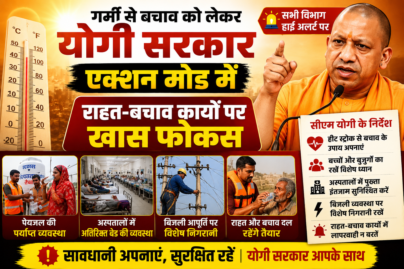 Photo of गर्मी से बचाव को लेकर योगी सरकार अलर्ट, राहत-बचाव कार्यों पर खास फोकस