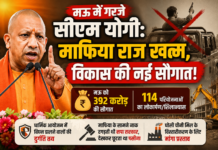 मऊ में गरजे सीएम योगी: माफिया राज खत्म, विकास की नई सौगात! मऊ में गरजे सीएम योगी: माफिया राज खत्म, विकास की नई सौगात!