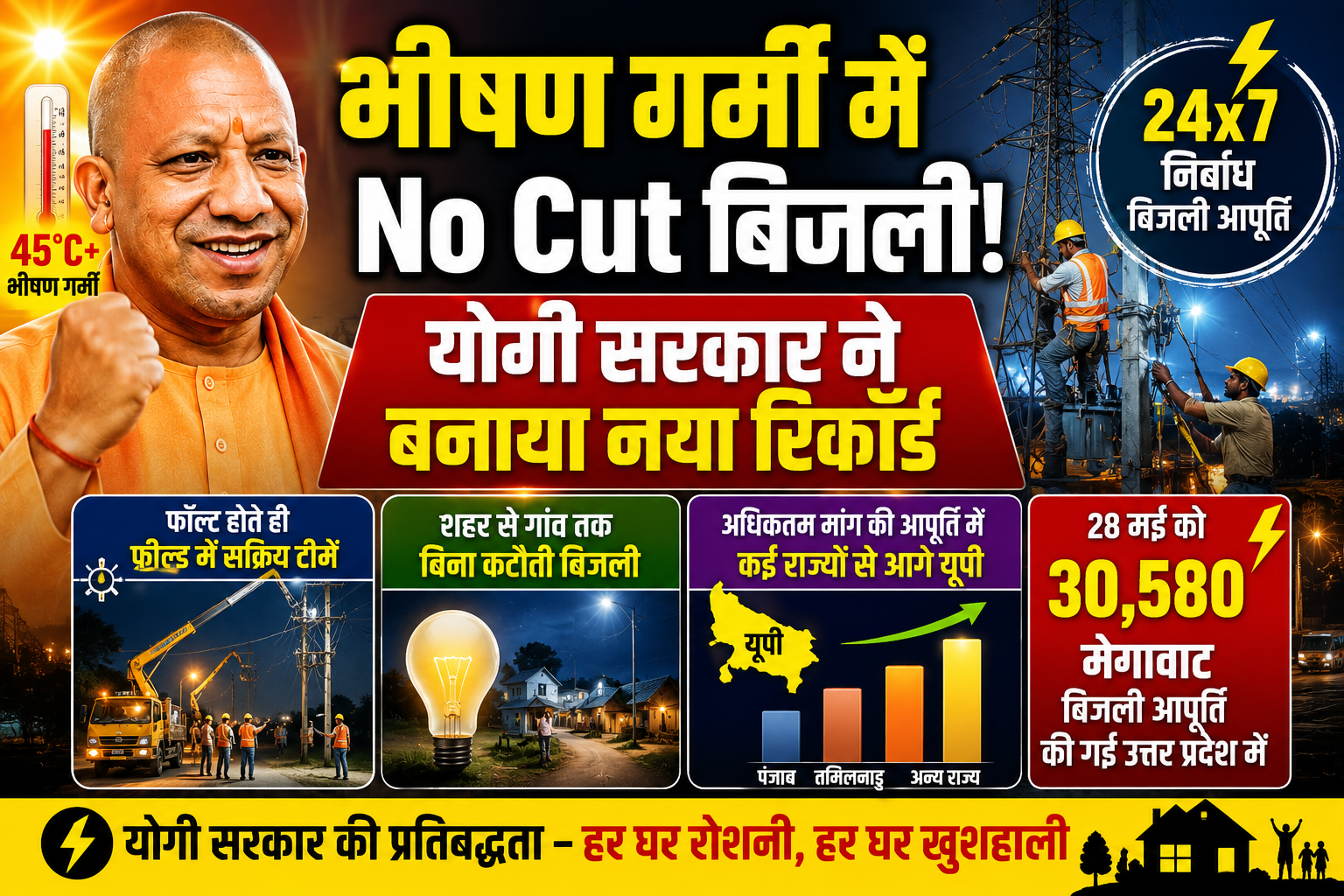 Photo of भीषण गर्मी में No Cut बिजली! योगी सरकार ने बनाया नया रिकॉर्ड