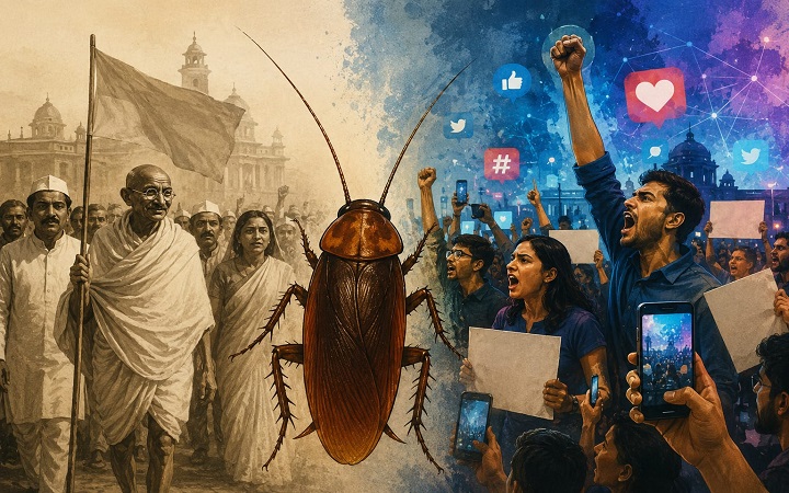 कॉकरोच आंदोलन: गांधीवाद की छाया या डिजिटल युग का नया प्रतिरोध?