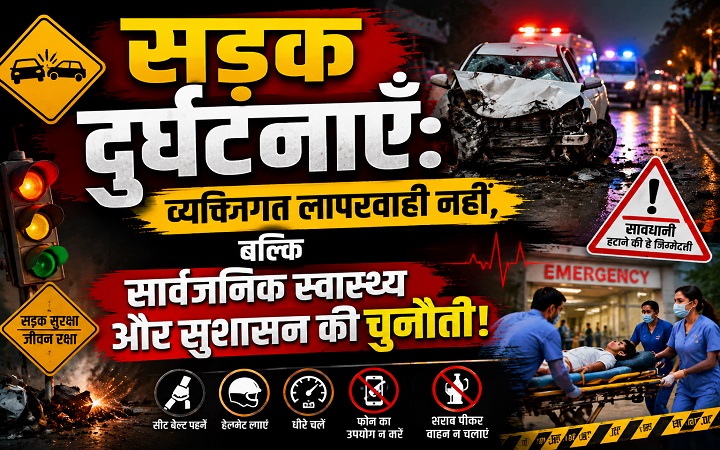 सड़क दुर्घटनाएँ: व्यक्तिगत लापरवाही नहीं, बल्कि सार्वजनिक स्वास्थ्य और सुशासन की चुनौती! IMAGE
