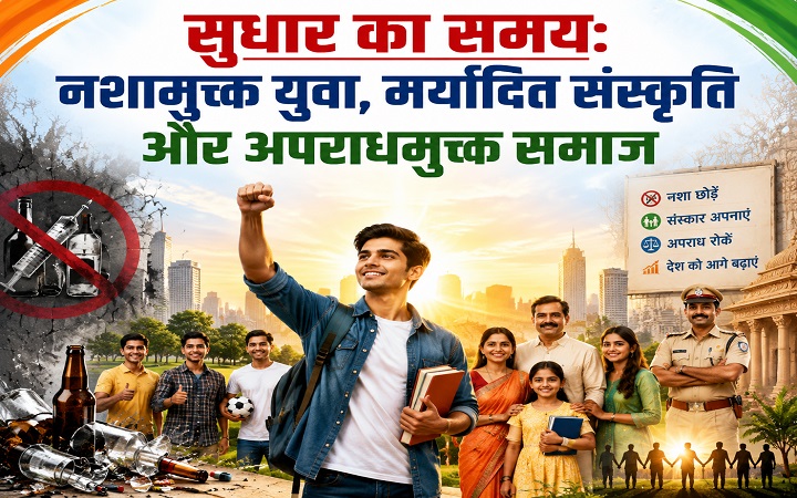 सुधार का समय: नशामुक्त युवा, मर्यादित संस्कृति और अपराधमुक्त समाज