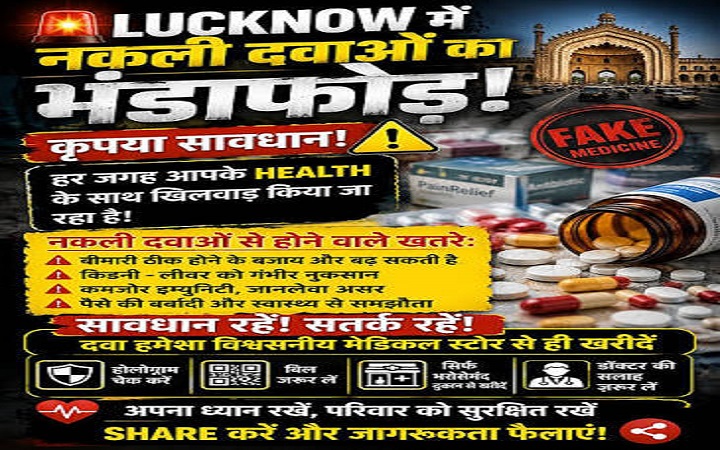 लखनऊ में नकली दवाओं के नेटवर्क पर बड़ा शिकंजा, FSDA की कार्रवाई से हड़कंप
